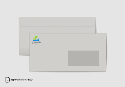 Koperta ekologiczna DL z okienkiem prawym i nadrukiem logo